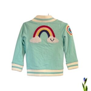 Paris Hilton Blue and White Embroidered Hearts Varsity Jacket Size 3 T